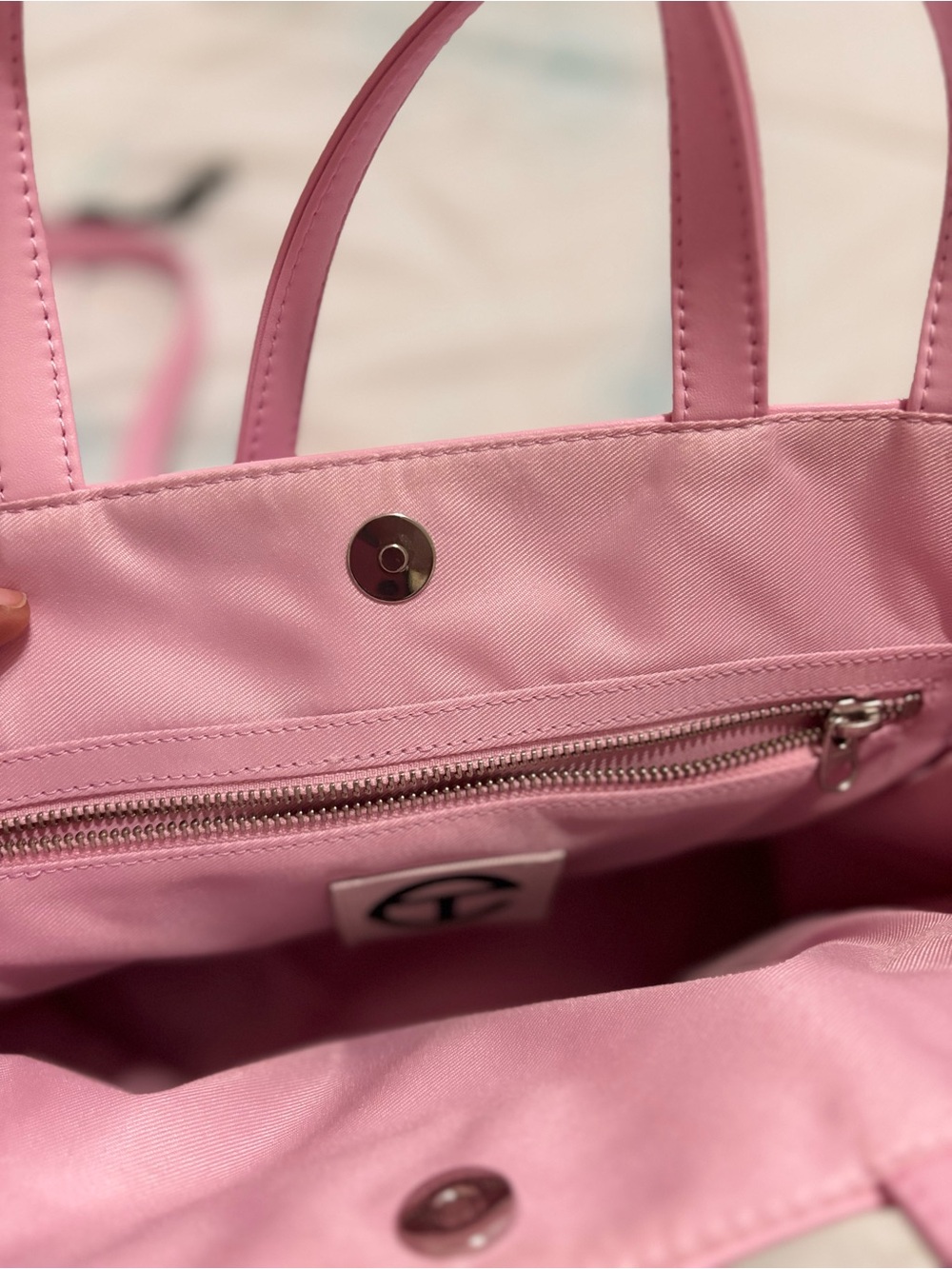 Telfar Pink Shoulder Tote with Interior Zip Pocket